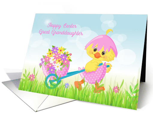 Great Granddaughter Easter Yellow Chick with Flowers card (1465228)