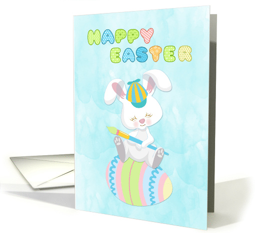 Easter Bunny with Paintbrush on Easter Egg card (1466084)