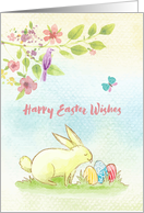 Easter Bunny in Grass with Eggs card