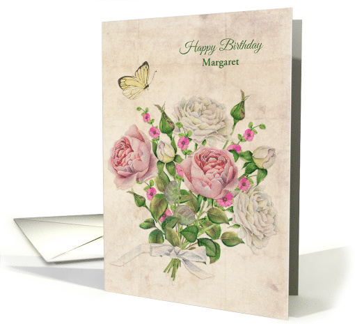 Personalized Name Birthday Vintage Roses card (1467724)