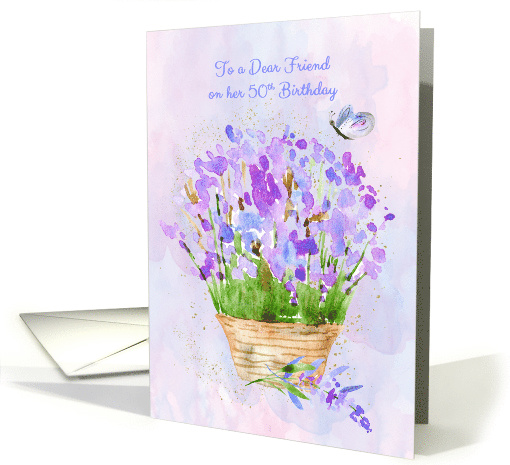 Dear Friend 50th Birthday Lavender Flowers card (1467784)