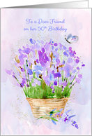 Dear Friend 50th Birthday Lavender Flowers card
