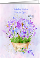 Birthday Basket of Lavender Flowers card