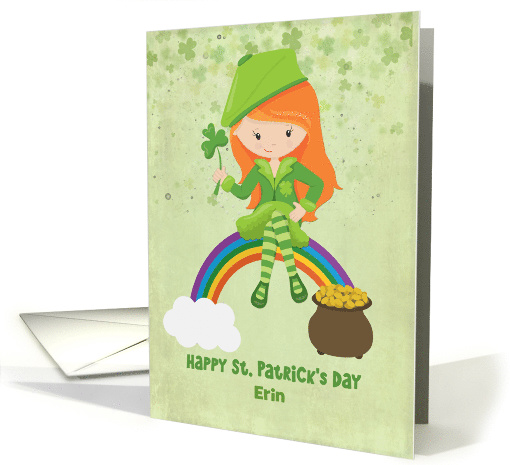 Personalized St. Patrick's Day Girl Rainbow Erin card (1469098)