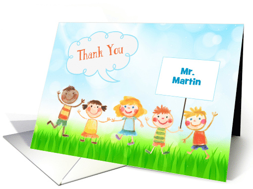 Customize Thank You with Children Outdoors card (1470290)