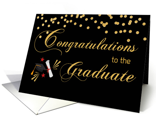 Graduate Congratulations Gold Confetti on Black card (1471586)