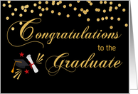 Graduate Congratulations Gold Confetti on Black card