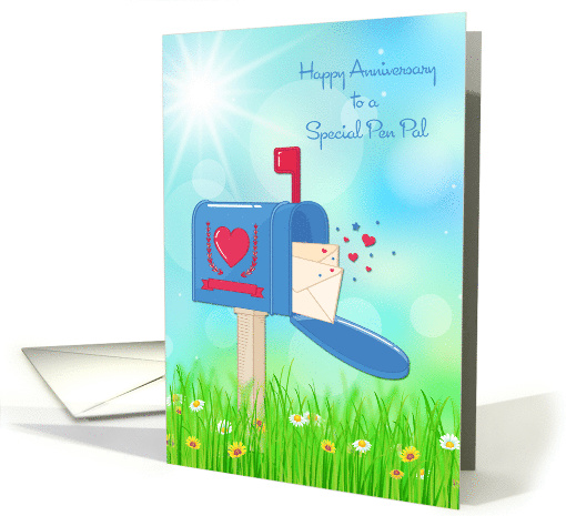 Pen Pal Anniversary Mailbox and Daisies card (1471790)