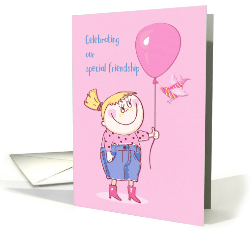 Friendship Anniversary Girl with Balloon card (1472392)