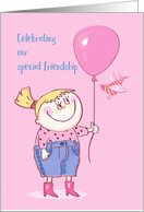 Friendship Anniversary Girl with Balloon card