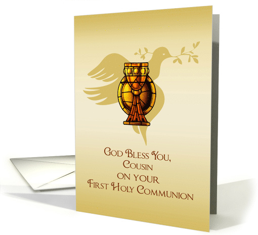 Cousin Congratulations First Communion Chalice Dove card (1474456)
