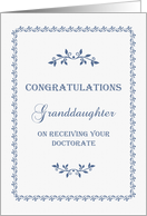 Granddaughter Congratulations Doctorate Blue Decorative Frame card