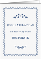 General Congratulations Doctorate Blue Decorative Frame card