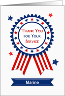 Thank You for Service Customize Patriotic Badge with Ribbon card