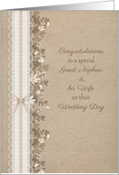 Congratulatons to Great Nephew & Wife Rustic Wedding card