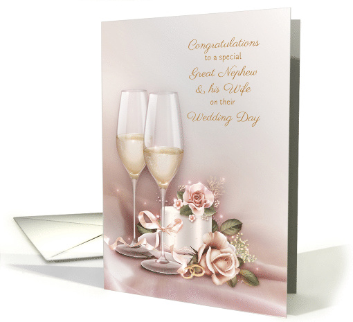 Wedding Congratulations Great Nephew and Wife Champagne and Cake card