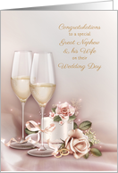 Wedding Congratulations Great Nephew and Wife Champagne and Cake card