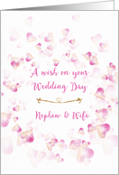 Wedding Congratulations Nephew & Wife Pink Hearts card