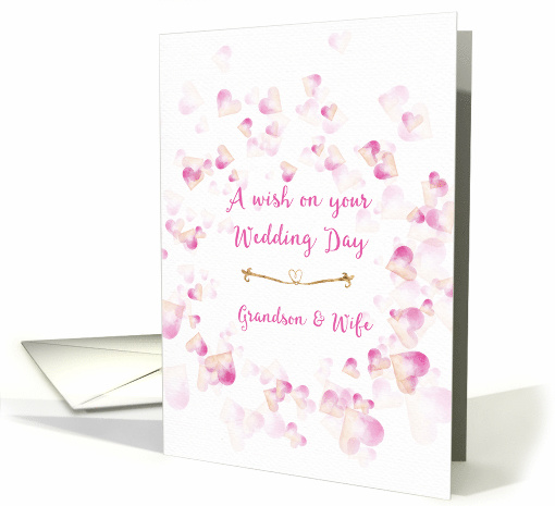 Wedding Congratulations Grandson & Wife Pink Hearts card (1481666)