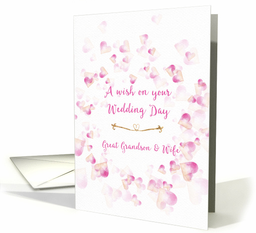 Wedding Congratulations Great Grandson & Wife Pink Hearts card