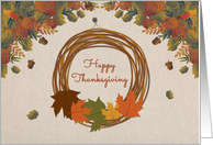 Thanksgiving Autum Wreath Pumpkins and Foliage card