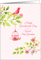 Step Grandma on Grandparents Day Bird and Flowers card