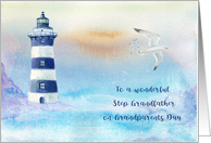 Step Grandfather on Grandparents Day Lighthouse Ocean Scenic card