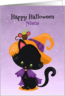 Halloween Kitty with Witch Costume for Niece card