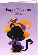 Halloween Kitty with Witch Costume Customize card