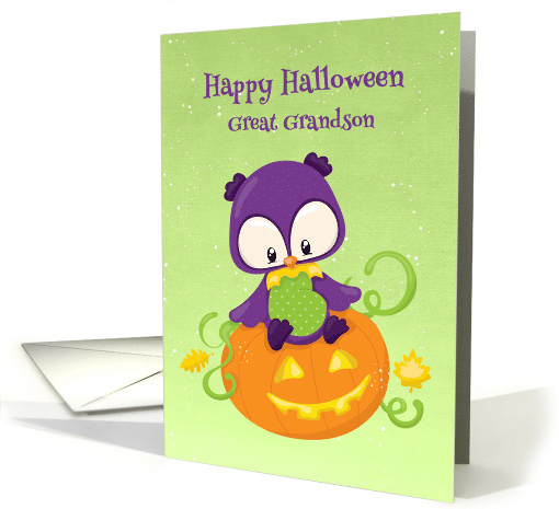 Halloween Owl and Pumpkin for Great Grandson card (1484258)
