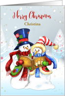 Caroling Snow People Merry Christmas card