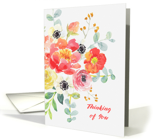 Thinking of You Watercolor Floral card (1485030)