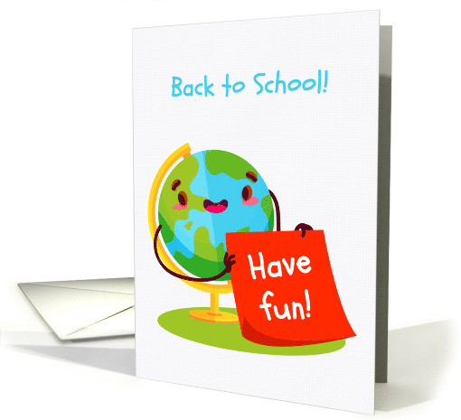 Back to School Globe Holding Note card (1487010)