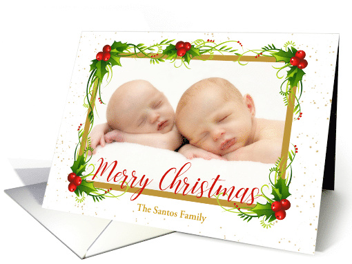 Framed in Holly Christmas Photo card (1487638)