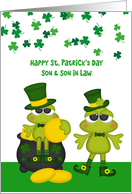 St. Patrick’s Day Frog Leprechauns Son and Son in Law card