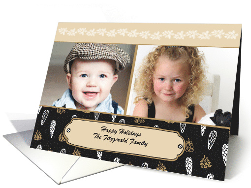 Pine Cones Two Photo Holiday Photo card (1490162)