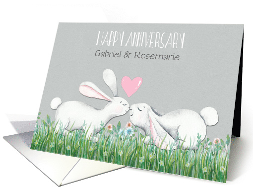 Customized Wedding Anniversay with Cute Bunnies card (1490276)
