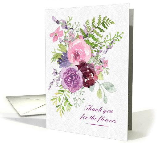 Thank You for Flowers Watercolor Bouquet card (1493160)