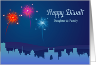 Diwali Fireworks over City Customized card