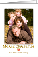 Golden Christmas with Red Poinsettia Soft Edge Photo Frame card