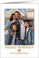 Golden Happy Holidays Text with Red Poinsettia Soft Edge Photo Frame card