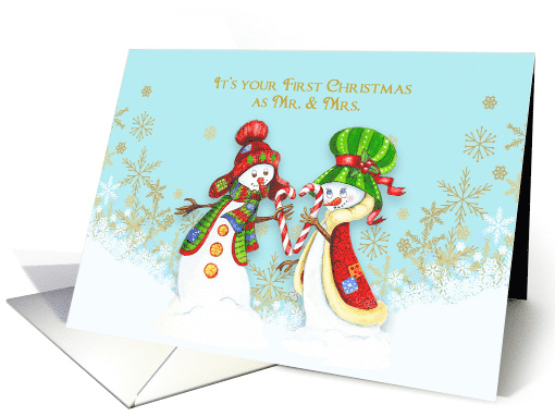 Newlyweds First Christmas - Loving Snow Couple card (1497800)