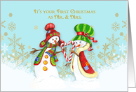 Newlyweds First Christmas - Loving Snow Couple card