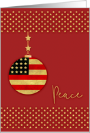 Peace at Christmas - Flag Ornament and Gold Stars card