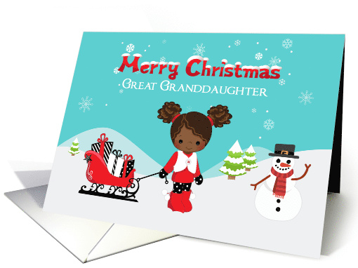 For Great Granddaughter - Dark Skinned Girl - Winter Scene card