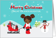 For Great Granddaughter - Dark Skinned Girl - Winter Scene card