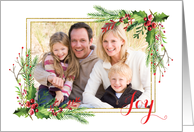 Holiday Joy with Evergreens Photo Card