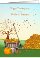 Thanksgiving for Gardener - Raking Autumn Leaves card