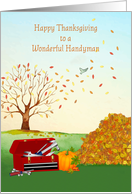 Thanksgiving for Handyman - Tool Box and Autumn Leaves card