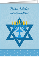 Hanukkah Menorah with Blue Star of David card